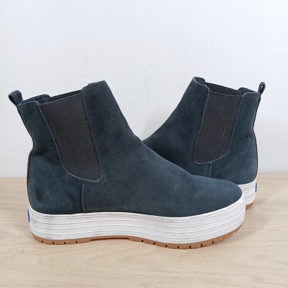 Keds Black Leather Triple Up Platform Chelsea Boots 1574 - Picture 3 of 11